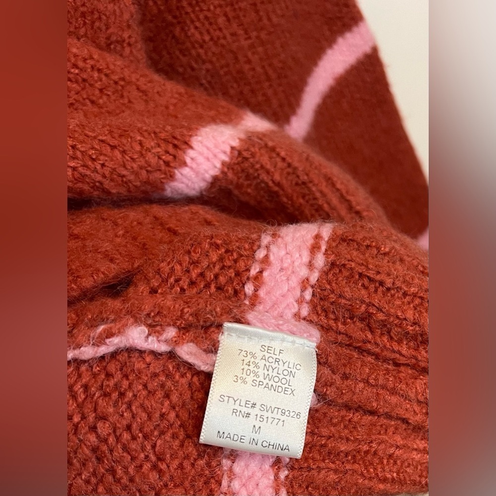 Grey Bandit Women's Striped Sweater - Red and Pink M - Picture 3 of 4